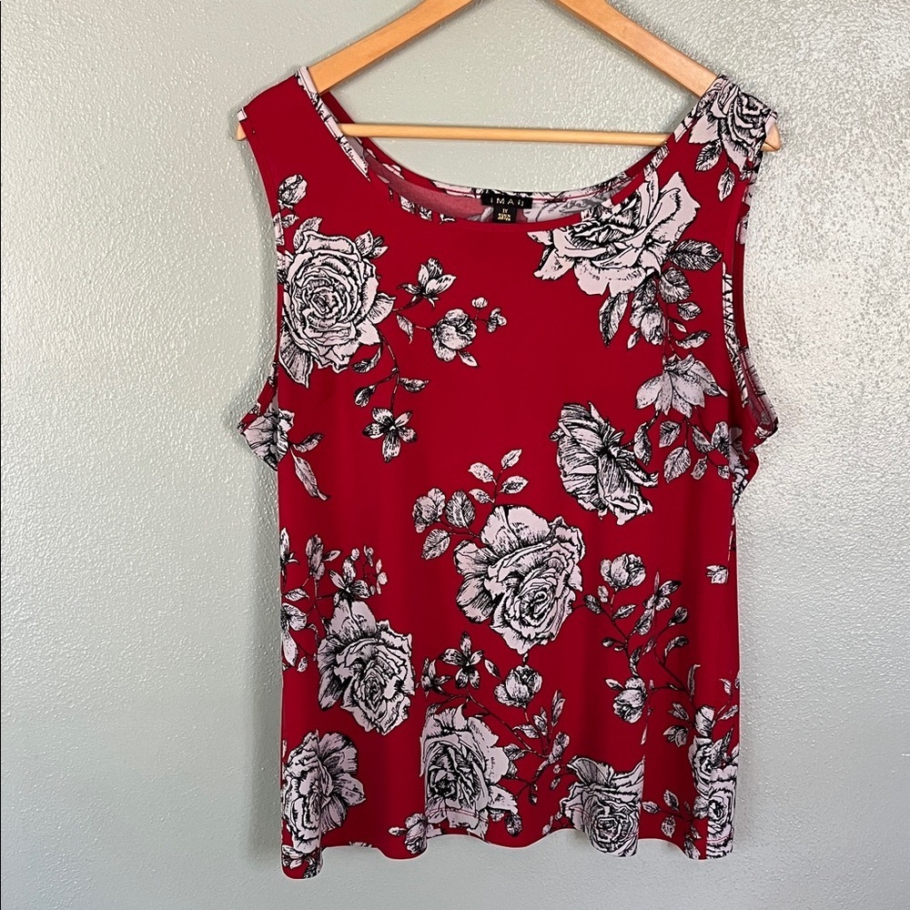 Floral Sleeveless Red Top
